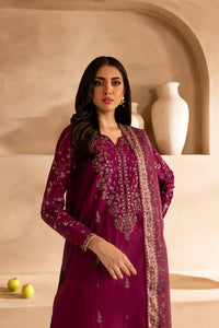 Tulip Wine 3Pc - Embroidered Lawn Dress