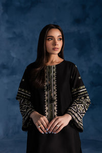 Black Block 2Pc - Embroidered Khaddar Dress